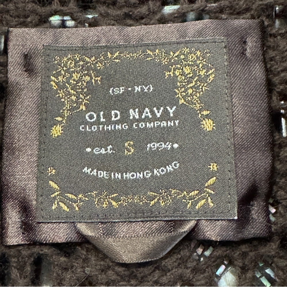 Old Navy S Brown Shawl Collar Toggle Cardigan Lambswool Angora Vintage 90s - Picture 3 of 7